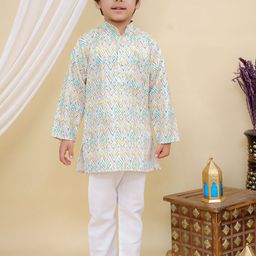 Superminis Boys Embroidered Regular Pure Cotton Kurta with Pyjamas-picture-4