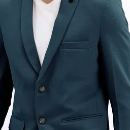 SHOWOFF Self Design Cotton Notched Collar Slim Fit Singe Breasted Blazer image 3