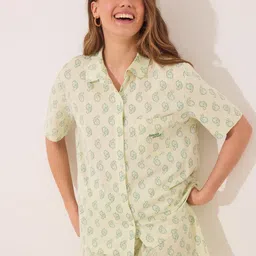 women'secret Women Pure Cotton Paisley Printed Shorts Set-image-13