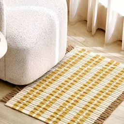 Home Centre Natura Juno Beige & Yellow Jute Woven-Designed Eco-Friendly Reversible Dhurrie-image-94