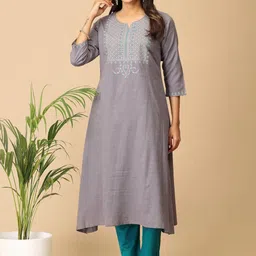 MAKEOVER FASHIONS Ethnic Motifs Embroidered Thread Work Thread Work Kurti-picture-13