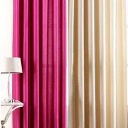BELLA TRUE Pink & Cream-Coloured 2 Pieces Black Out Door Curtains-image-84