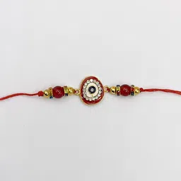 Sangria Artificial Stones Studded & Beaded Eye Bhaiya Bhabhi Rakhis With Roli Chawal image 5