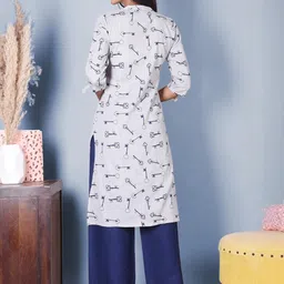 Indiwest Abstract Printed Mandarin Collar Straight Kurta image 2