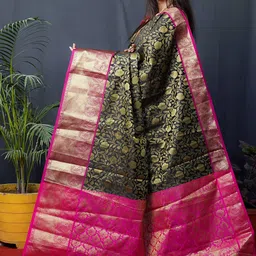 amirat Woven Design Zari Pure Silk Kanjeevaram Saree image 5