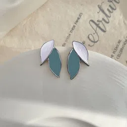 VAGHBHATT Silver- Plated Antique Leaf Shaped Studs-picture-26