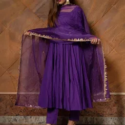 kreadaa Square Neck Cotton Fabric 3/4 Sleeve Long Women Kurta Set image 5