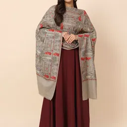 Pashmoda Ethnic Motifs Embroidered Woolen Shawl image 4