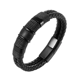 nakabh Titanium Steel Vegan Leather Micro Insert Bracelet for Men & Boys image 3