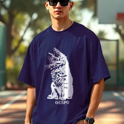 AUSK Graphic Printed Round Neck Drop Shoulder Sleeves Oversized Pure Cotton T-shirt-picture-37