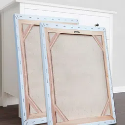 OLIVE TREE Brown & Gold-Toned 2 Pieces Abstract Wooden & Canvas Wall Arts image 2