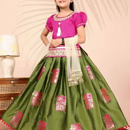 BAESD Girls Embellished Ready to Wear Lehenga & Blouse With Dupatta image 2