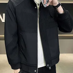 HERE&NOW Men Spread Collar Self Design Casual Bomber Jacket image 4