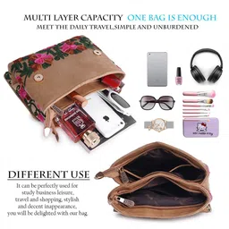 EVEDA Women Floral Embellished Structured Sling Bag with Quilted image 4