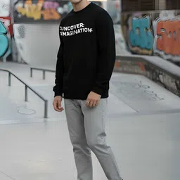 Moda Rapido Mens Typography Printed Round Neck sweatshirt Regular Fit long sleeve image 2