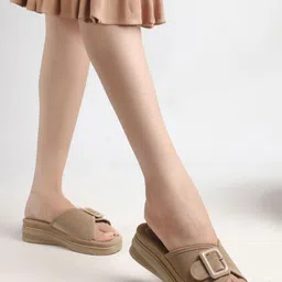 carrito Women Open Toe Wedge Sandals with Buckles image 3