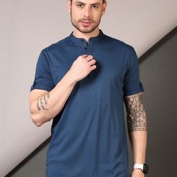 V-Mart Men Solid Henley Neck Cotton T-shirt-picture-8
