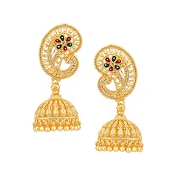 DIVASTRI Gold Plated Dome Shaped Jhumkas image 2