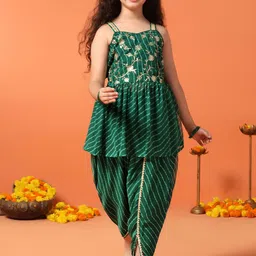 BAESD Girls Leheriya Printed Regular Sequinned Kurta with Dhoti Pants-picture-26