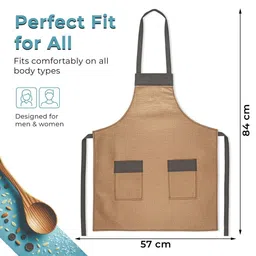 HOMESTIC Gold & Brown Printed Waterproof Apron With Front Pocket image 4