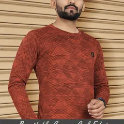 vebnor Men Printed Round Neck Polyester Orange T-Shirt image 4