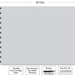 zen sangam express your mind Artists' A3 Sketch Pad Drawing Notebook (Spiral), 25 Sheets(50 Pages) 42x29.7cm, 150 GSM Acid Free Ivory Cartridge Paper for Pencils,Fineliners,Crayons,OilPastels,Light Watercolour - Gold Sketch Pad image 3