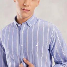 Nautica Premium Slim Fit Vertical Striped Pure Cotton Casual Shirt image 3