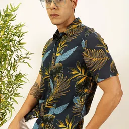 Provogue Men Premium Slim Fit Floral Opaque Printed Casual Shirt-picture-37