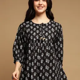 ARAVALII Women Floral Printed Lace-Up Regular Sleeves Casual Top-picture-26