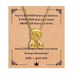 ARISTAL Jewellery Unisex Gold-Plated Letter R Pendant Necklace image 2