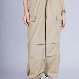 PRONK Women Loose Fit Cargos Trousers-image-88
