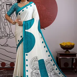 Anouk Rustic Ethnic Motifs Printed Designer Satin Banarasi Saree With Blouse Piece-image-78