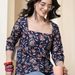 Anouk Rustic Floral Printed Square Neck Pure Cotton Kurti-picture-37