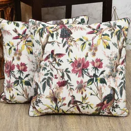 Urban Jaipur Maroon & Cream-Coloured Set of 5 Floral Square Cushion Covers image 4