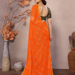 redfish Printed Bollywood Georgette, Chiffon Saree image 2