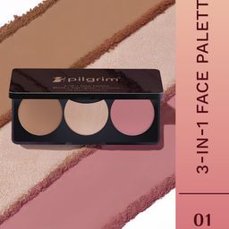 Pilgrim 3-In-1 Face Palette Blush Highlighter & Contour Rose Touch Soft Eleganc-01 12g-picture-12