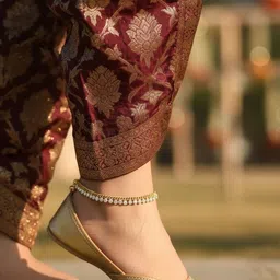 FIROZA Gold-Plated Crystals Studded Anklet-image-28