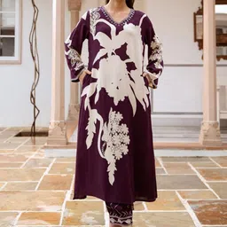 Indo Era Women Floral Printed Regular Sequinned Kurta with Salwar-image-72