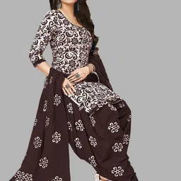 MIRAAN Women Floral Printed Regular Pure Cotton Kurta with Patiala & With Dupatta image 5