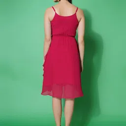 KATLINE Women's Knee Length Fit & Flare Frill Style Sleeveless Dress image 5