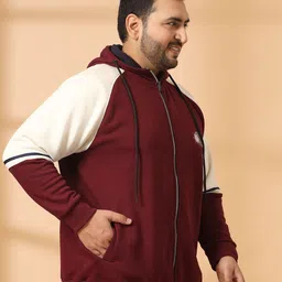 plusS Men Plus Size Colourblocked Hooded Sweatshirt image 5