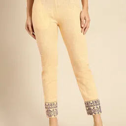 Anouk Women Relaxed Fit Mid-Rise Embroidered Cotton Cigarette Trousers-picture-17