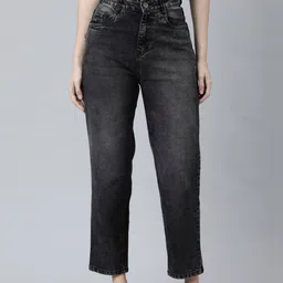 ZHEIA Women Relaxed Fit High-Rise Light Fade Stretchable Jeans image 4