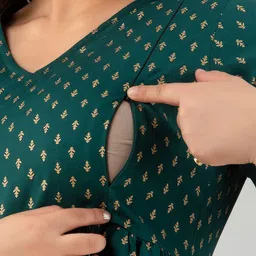 Step Queen Floral Printed Round Neck Maternity A-Line Kurta image 2