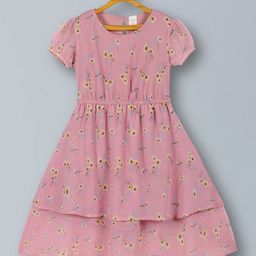 PLUM TREE Girls Printed Puff Sleeve Fit & Flare Dress-picture-18