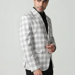 TAHVO Men Checked Single-Breasted Notched Lapel Blazers image 2