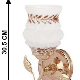 1ST TIME Brown & Gold-Toned Printed Metal Frustum Shaped Wall Lamp image 4