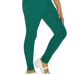 TIK TOK WEARS Pack Of 2 Green & Blue Regular Fit Cotton Churidar Length Legging For Girls image 3