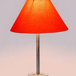 Aura Orange & Silver-Toned Textured Metal Frustum Shaped Table Lamp image 3