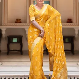 KALINI Woven Design Zari Silk Blend Banarasi Saree-image-79